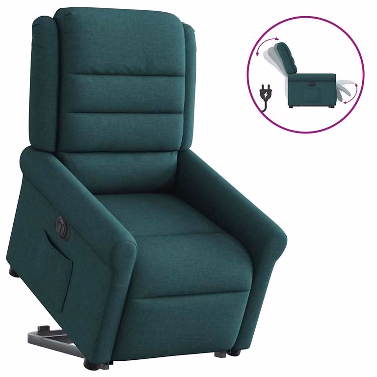 Sillón eléctrico reclinable y elevable vidaXL en tela verde oscuro con reposabrazos para mayores