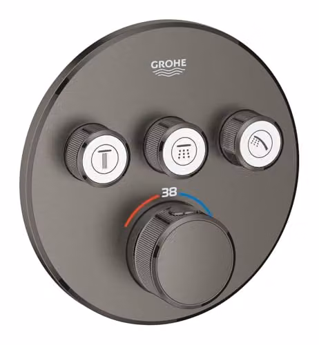 Sistema de ducha termostático Grohe Grohtherm SmartControl con 3 salidas, acabado en latón cepillado