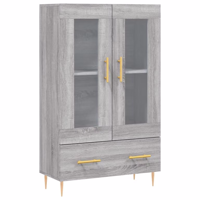 Aparador alto moderno vidaXL en madera de ingeniería y metal, color gris, An/P/Al: 69,5 x 31 x 115 cm