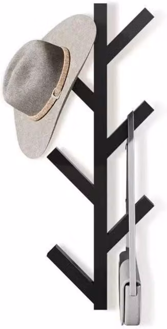 Perchero de pared metálico XISRENS con forma de árbol y 6 ganchos en color negro mate