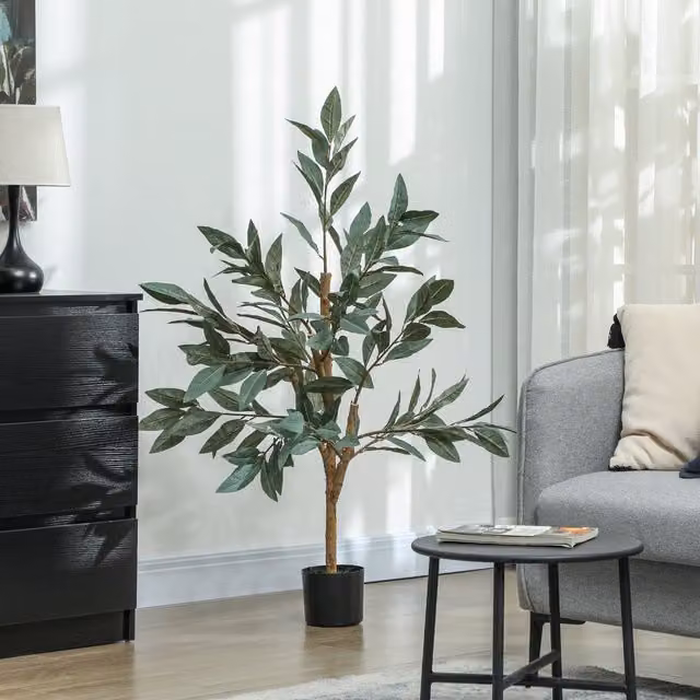 Planta artificial Homcom de seda verde en maceta An/P/Al: 15 x 15 x 120 cm