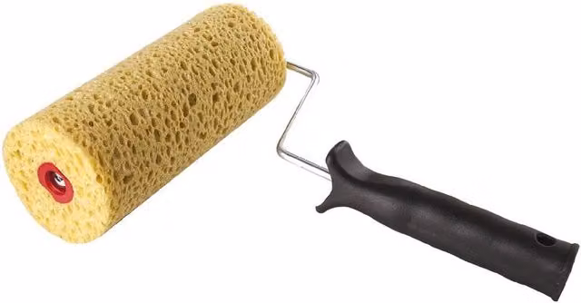 Rodillo de espuma efecto esponja Colorea para pinturas al agua en colores blanco y amarillo de 20 cm