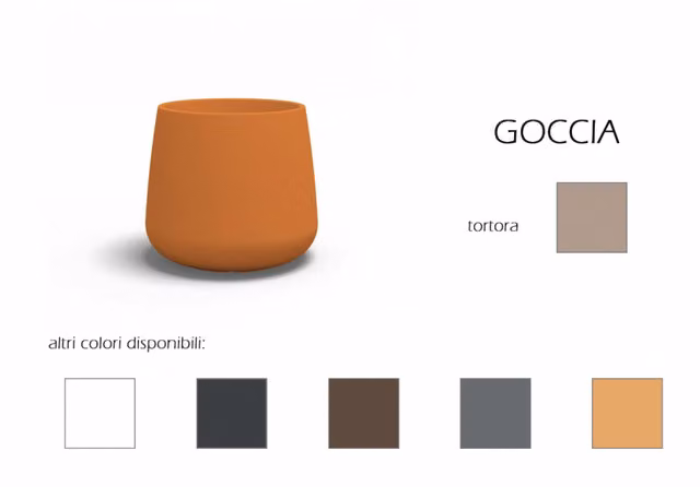 Jarrón de diseño moderno Goccia de Monacis en polímero resistente color gris, ideal para interiores y exteriores, An/P/Al: 73 x 73 x 60 cm