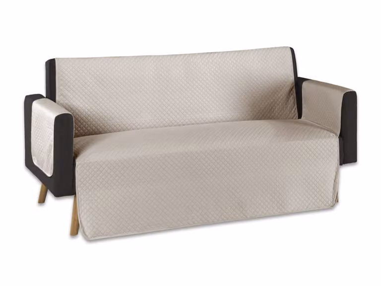 Funda protectora acolchada para sofá de 3 plazas Donegal Collections en color visón de microfibra y poliéster