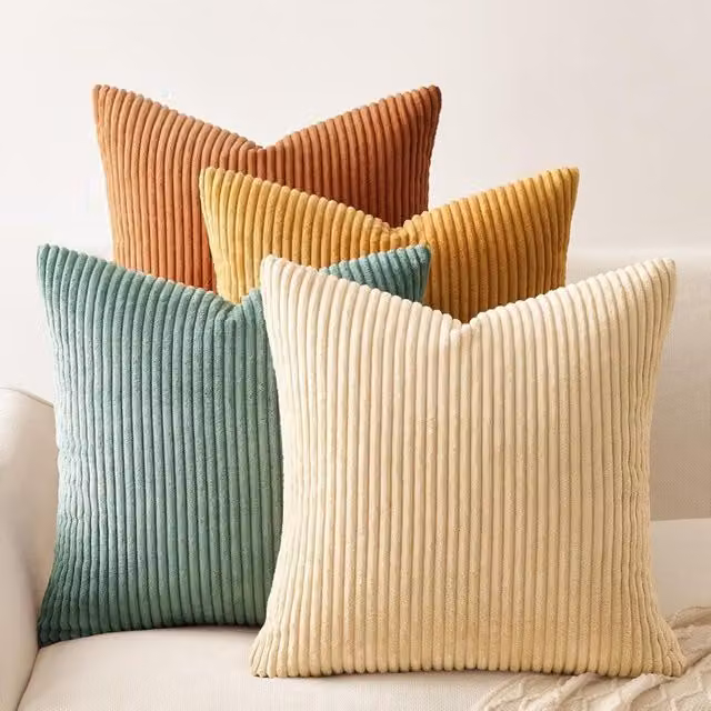 Juego de 4 fundas de cojín decorativas de terciopelo XISRENS con estampado moderno de doble cara en colores naranja, verde azulado y multicolor, An/P/Al: 45 x 45 x 45 cm