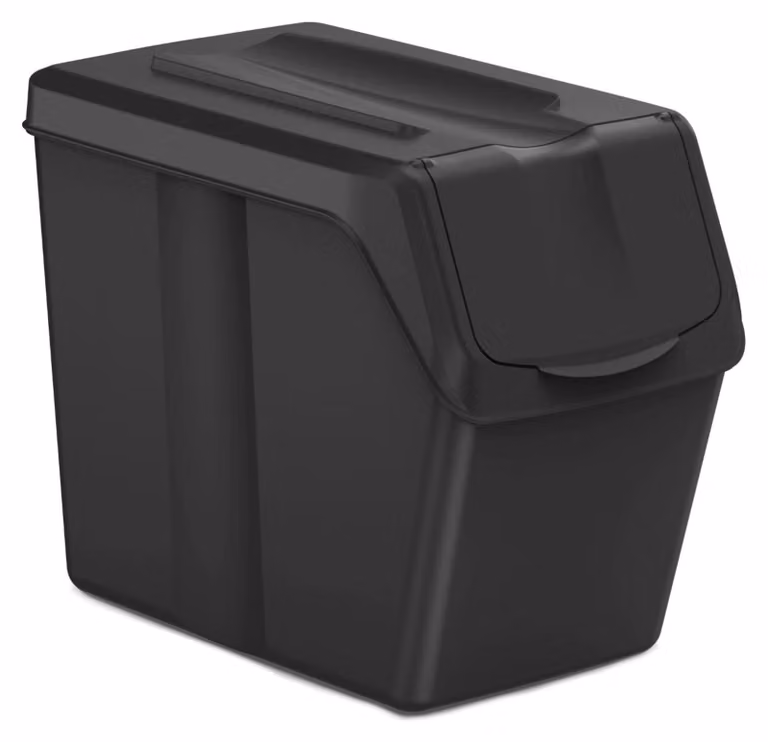 Contenedor de clasificación de residuos Keden Sortibox ISWB20S3 con 3 compartimentos de 20 litros cada uno, apilable y con tapa, color negro