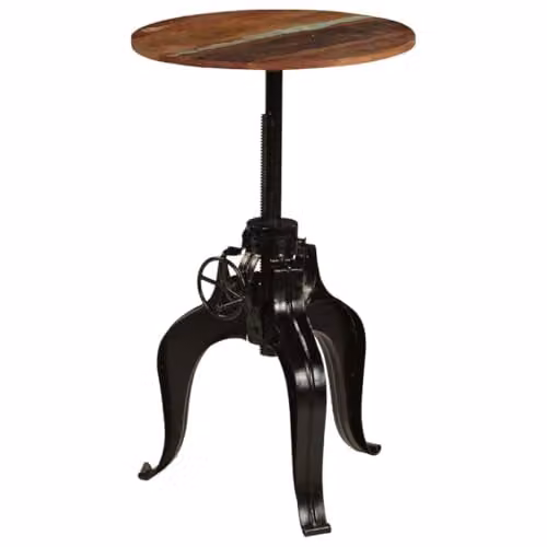 Mesa de comedor redonda Helloshop26 de estilo bistró e industrial en madera color marrón con altura ajustable