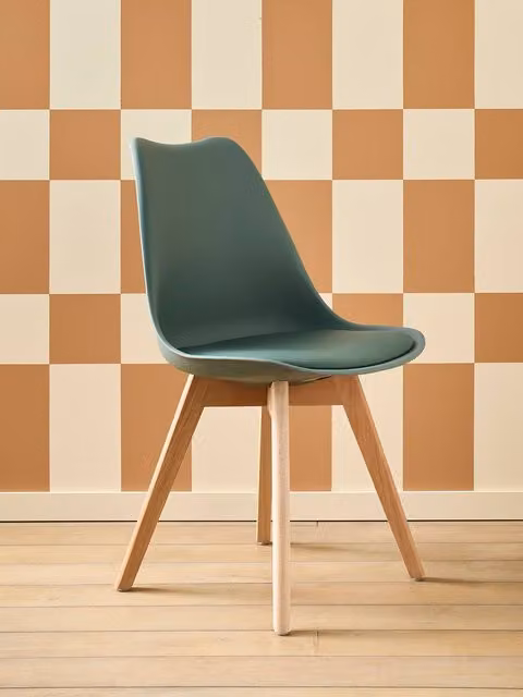 Silla infantil de estilo escandinavo Vertbaudet en color verde y madera de haya