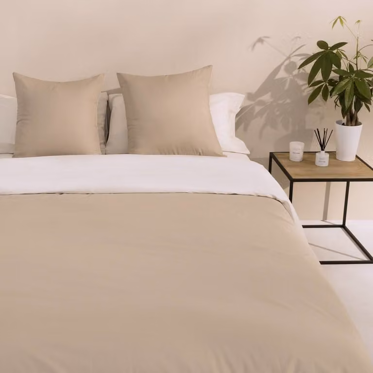 Funda nórdica de algodón orgánico GOTS Textura Interiors gris piedra para cama de 80-90 cm, 180 hilos, reversible y transpirable