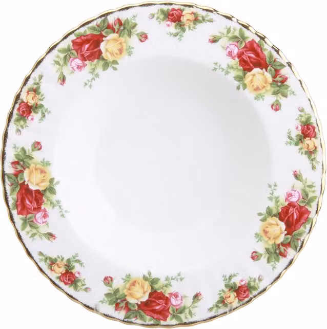 Plato hondo de sopa Royal Albert Old Country Roses en bone china con diseño floral multicolor en tonos rosa, amarillo y dorado