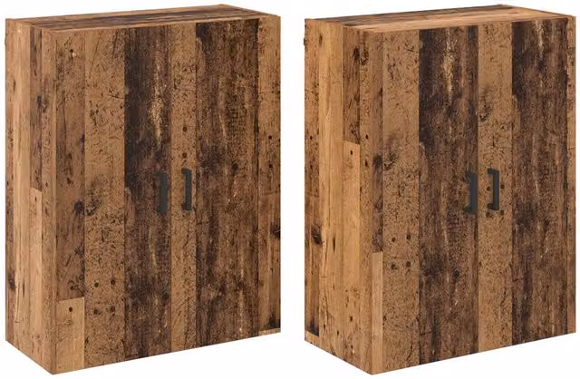 Set de 2 armarios de pared SYFAX en madera color marrón mate, An/P/Al: 69,5 x 34 x 90 cm