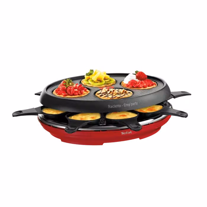 Parrilla multifunción Tefal Colormania de 1050 W en color rojo con 8 recipientes y revestimiento antiadherente