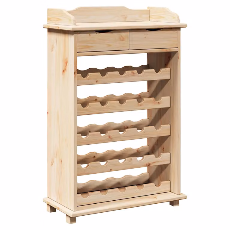 Estante de vino vidaXL de madera de pino sólido en color beige y marrón, estilo rústico, An/P/Al: 58 x 28 x 90 cm