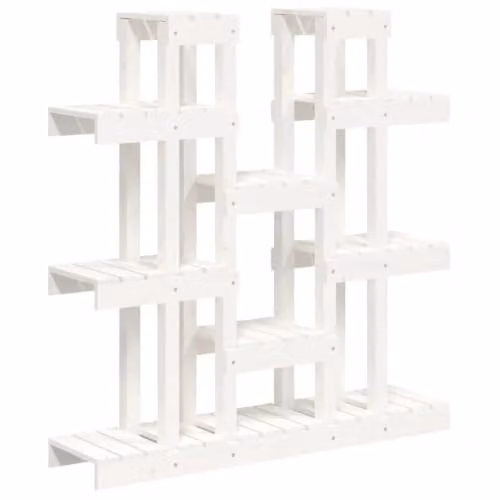 Soporte para plantas Helloshop26 de madera de pino en color blanco, diseño minimalista para jardín o salón, An/P/Al: 104,5 x 25 x 109,5 cm