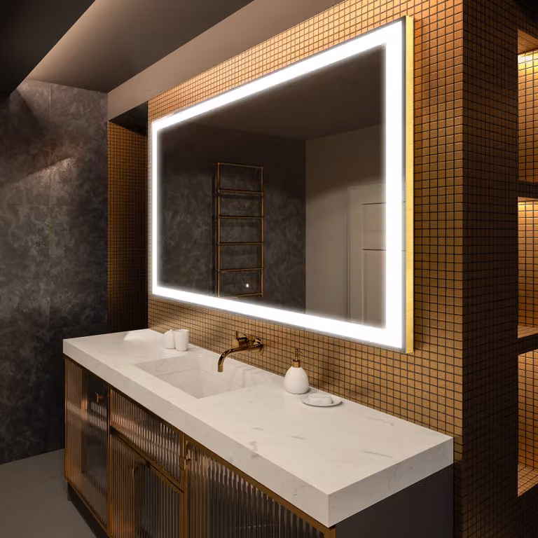 Espejo de baño Artforma rectangular con iluminación LED y interruptor táctil, An/Al: 80 x 60 cm