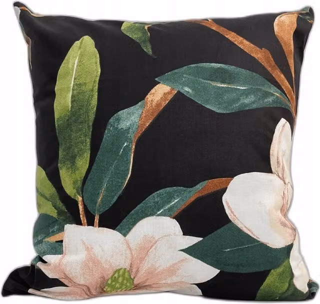 Funda de almohada decorativa floral Doratex de algodón, An/An/Al: 40 x 40 x 1 cm, colores negro, rosa y verde
