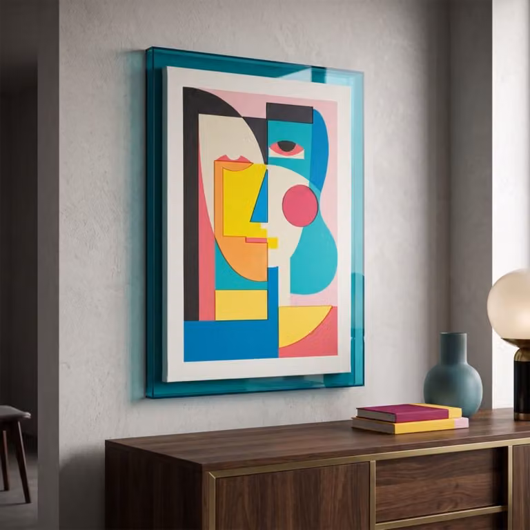 Impresión sobre lienzo con marco psicodélico de Seven Design, diseño abstracto multicolor, An/P/Al: 50 x 3,3 x 70 cm