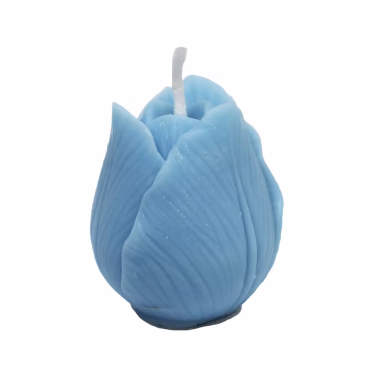 Lote de 6 velas decorativas Un Jour Un Désert con diseño floral en color azul de cera orgánica para mesa