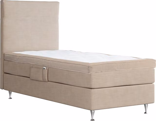Pack de cama Hamta Kraft by Scapa con colchón de muelles, base eléctrica motorizada, topper y cabecero de regalo en color beige, An/P/Al: 80 x 200 cm