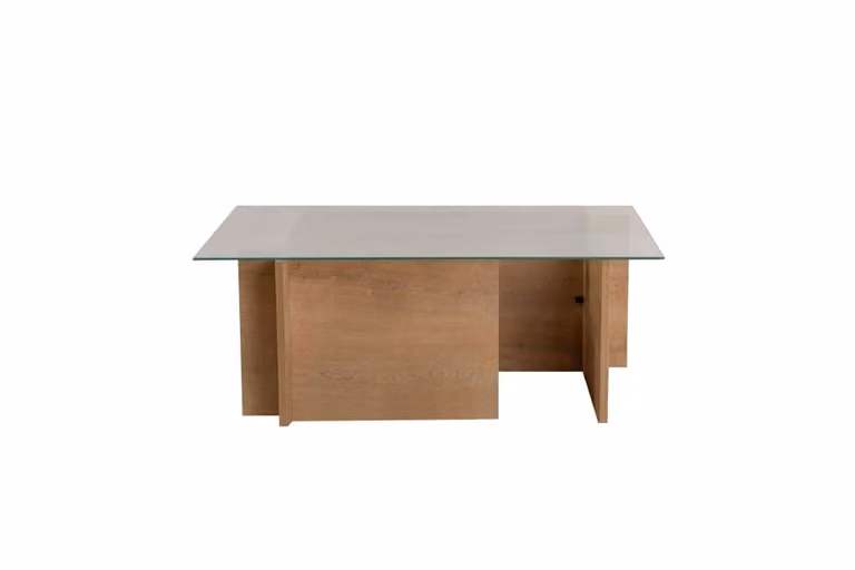Mesa de centro moderna Habitat et Jardin de color marrón con superficie de cristal y madera, An/P/Al: 105 x 65 x 40 cm