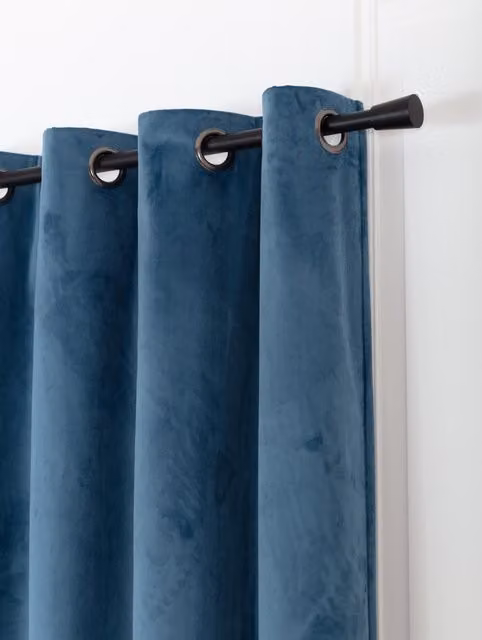 Cortina Moondream DecibelControl 3en1 Acústica, Térmica y Opaca de Terciopelo con Ollaos, Azul, An: 130 cm, Al: 250 cm