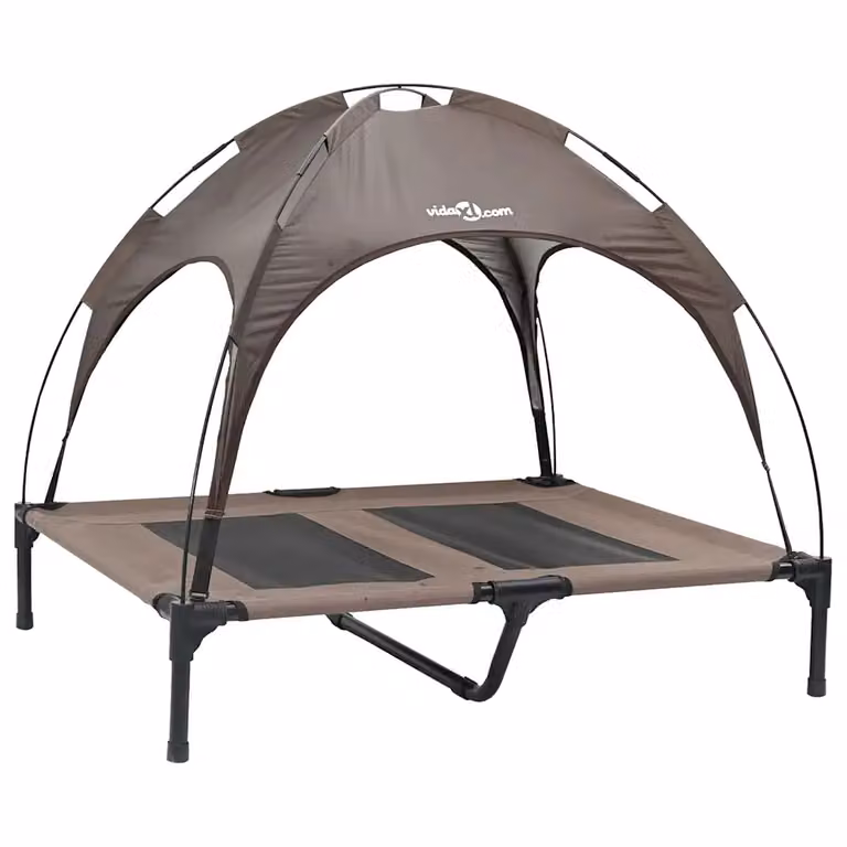 Cama para perro vidaXL de metal y tela, color marrón, An/P/Al: 92 x 77 x 82,5 cm