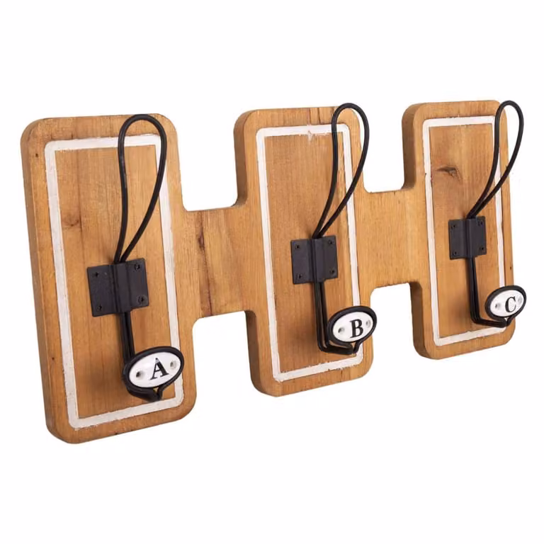Percha de pared Wanderlust deco de madera, metal y cerámica en marrón y blanco, An/P/Al: 40 x 7 x 20 cm