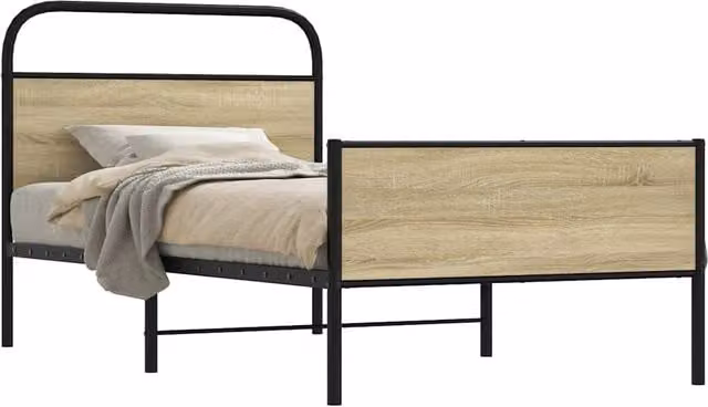Estructura de cama Maison Exclusive en madera y metal color roble sonoma de 90x200 cm