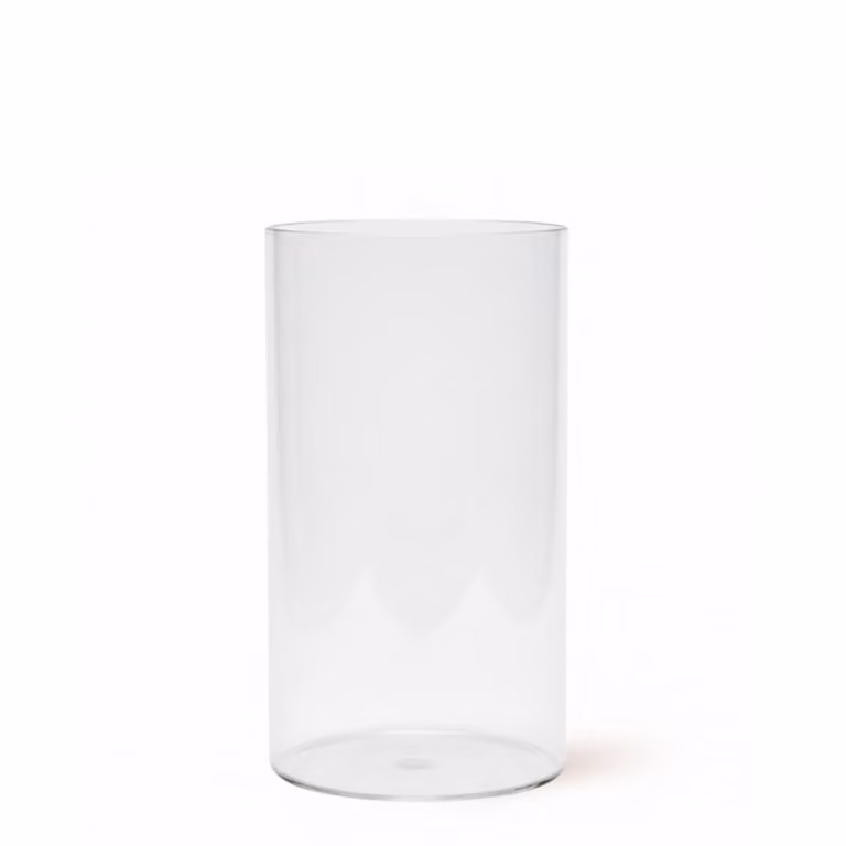 Portavelas decorativo de vidrio transparente Sia Deco de estilo minimalista para mesa y velas de pilar, redondo, Altura: 20 cm, Ancho: 11 cm, Profundidad: 11 cm