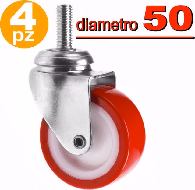 Rueda con pasador giratorio Trade Shop Traesio con núcleo de plástico de 5 cm