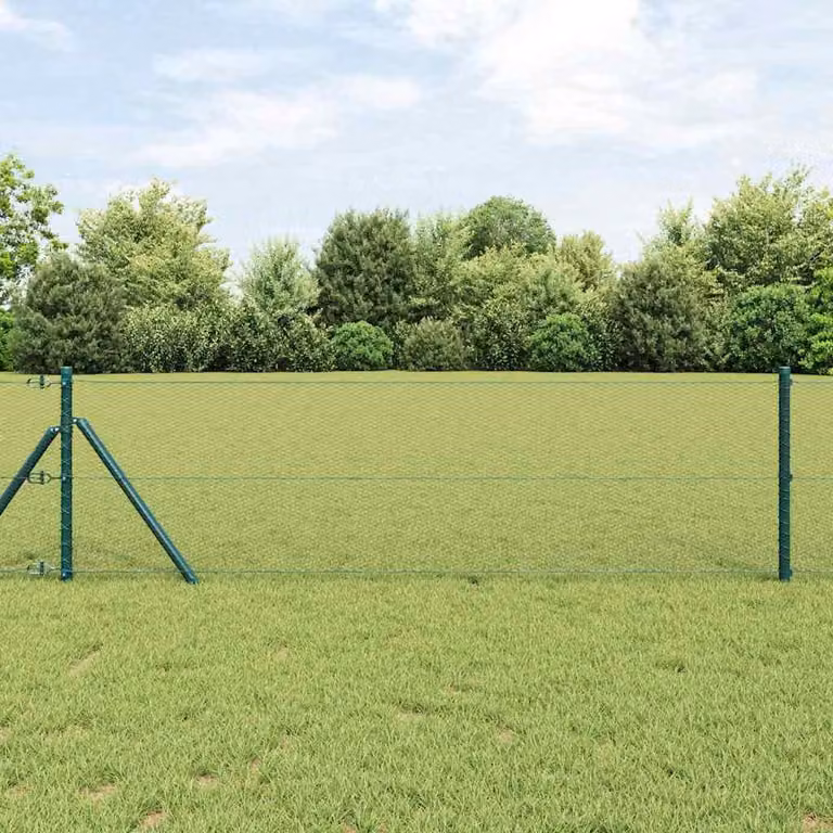 Fijación de suelo Syfax para valla de malla hexagonal verde de acero y PVC de 100 x 0,6 m