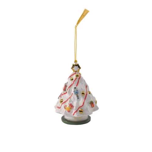 Adorno colgante de porcelana Villeroy & Boch Christmas Classics para árbol de Navidad, multicolor y dorado, An/P/Al: 7,5 x 7,5 x 10 cm
