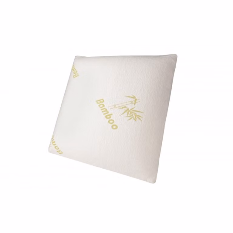 Almohada viscoelástica de fibra de bambú Reca Bedding, firme y transpirable, con funda desenfundable en color blanco o beige, An/An/Al: 60 x 60 x 10 cm