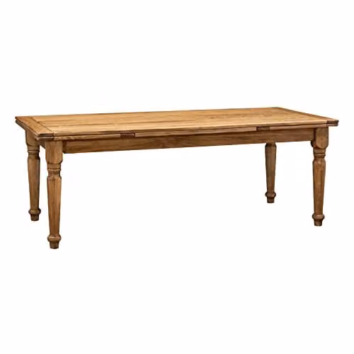 Mesa de comedor extensible Biscottini de madera maciza de estilo rústico en color marrón, An/P/Al: 220 x 80 x 100 cm