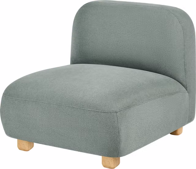 Sillón Modular de Tela Beliani de 1 Plaza con Patas de Madera en Verde Claro y Marrón para Salón Moderno