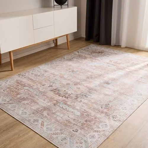 Alfombra de salón Benuta Basic George multicolor y beige, diseño vintage abstracto de estilo rectangular, lavable y antideslizante, An/P: 300 x 400 cm