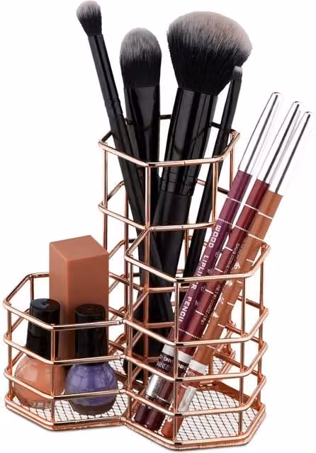 Portacepillos de metal con 3 compartimentos de NORTHIX en color dorado y multicolor