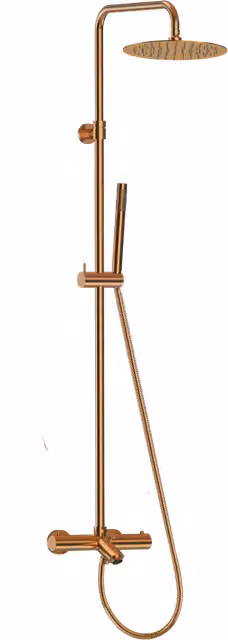 Columna de baño y ducha Essebagno Luisa II 250 con termostato, mando desviador, alcachofa de mano y función de masaje en color oro y bronce de latón para montaje en pared