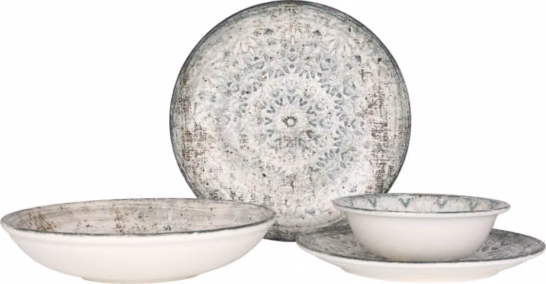 Juego de vajilla Rinart diseño Fade de porcelana multicolor, 24 piezas para 6 personas