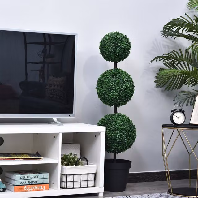 Topiario artificial de boj Outsunny con forma de bola verde, An/P/Al: 30 x 30 x 112 cm