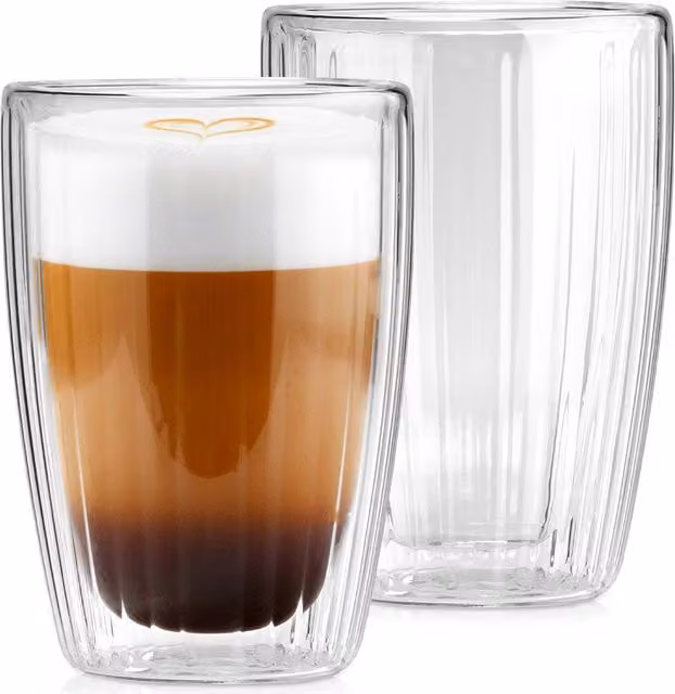 Set de 2 vasos térmicos de doble pared NORTHIX de 350 ml en color transparente y multicolor