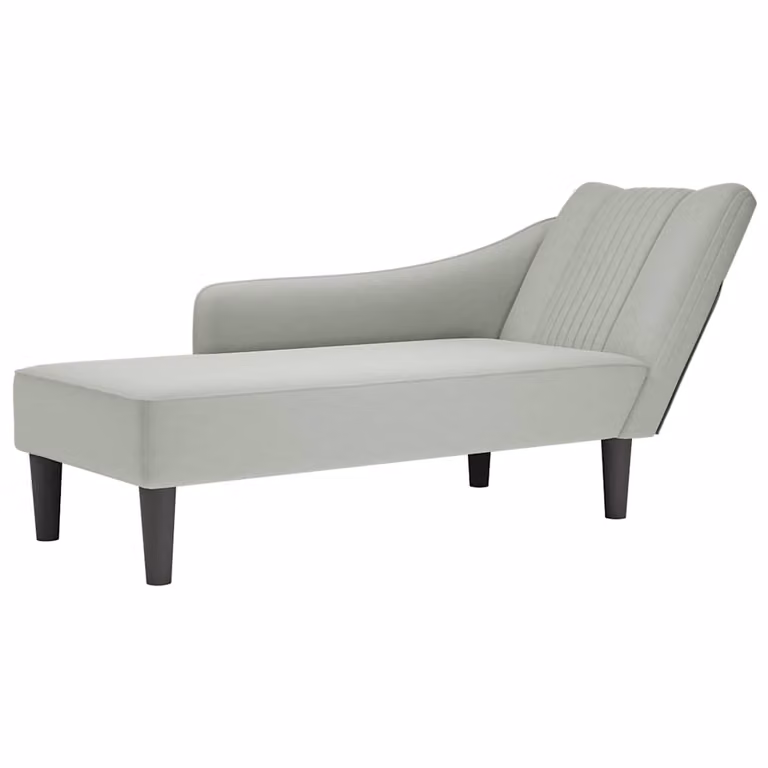 Chaise longue vidaXL con reposabrazos derecho en terciopelo gris claro