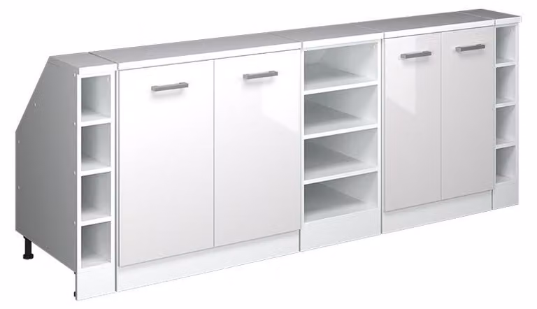 Lote de 5 carcasas de armario de cocina Vicco R-Line para techo inclinado, Blanco alto brillo, An/P/Al: 60 x 60 x 210 cm