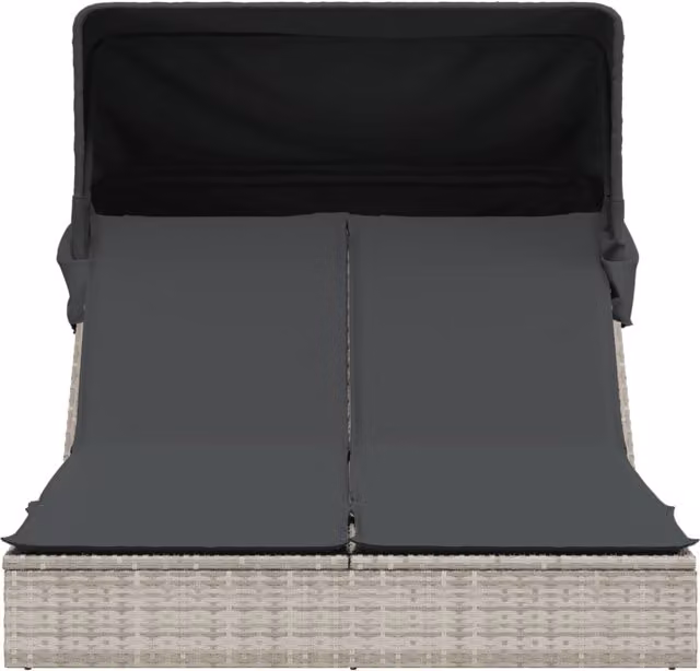 Tumbona doble SYFAX de ratán sintético gris con capota y cojines An/P/Al: 236 x 110 x 108 cm