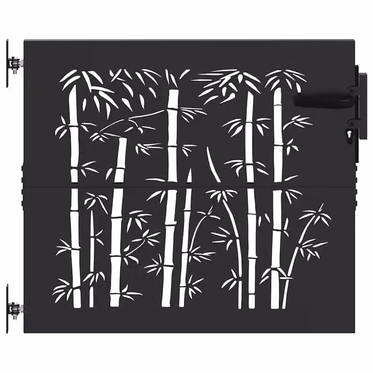Puerta de jardín de acero vidaXL con cerradura, color negro, An: 85 cm, Al: 100 cm