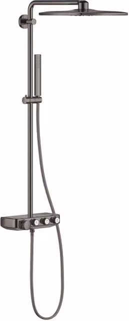Columna de ducha Grohe Euphoria SmartControl System 310 Cube Duo con grifo termostático y rociador de lluvia en color Hard Graphite