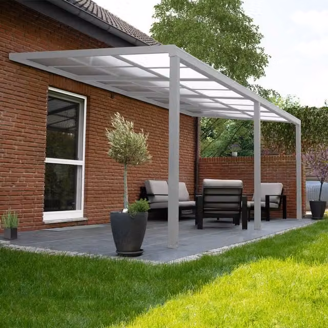 Techo de terraza SOLIS DELUXE de Home Deluxe en color blanco con estructura de aluminio, diseño moderno y plano, An/P/Al: 390 x 295 x 272 cm