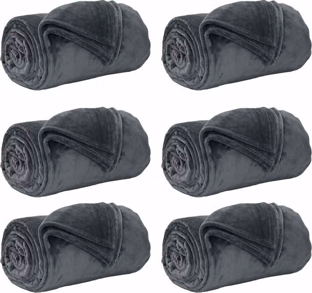 Set de 6 mantitas de sofá vidaXL de lana y vellón, color gris, An/P: 130 x 150 cm