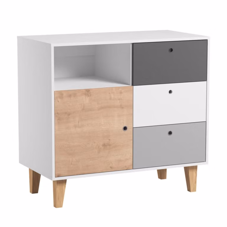Cómoda cambiador Vox Concept para habitación infantil en acabado roble mate con cambiador incluido
