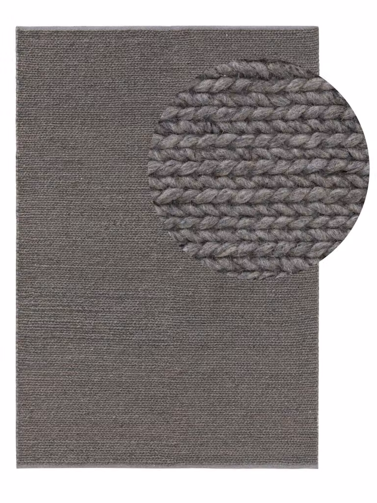 Alfombra de lana y poliéster Benuta de color gris, diseño minimalista y rectangular, An/P: 160 x 230 cm